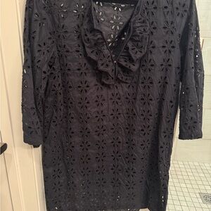 J. Crew Black Eyelet Swim Coverup